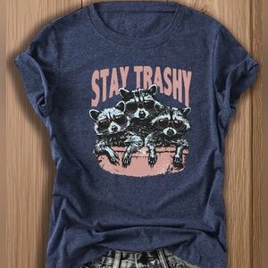 Raccoon ‘Stay Trashy’ Blue T-Shirt